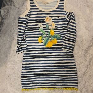 Boston Proper Blue and White Striped Top